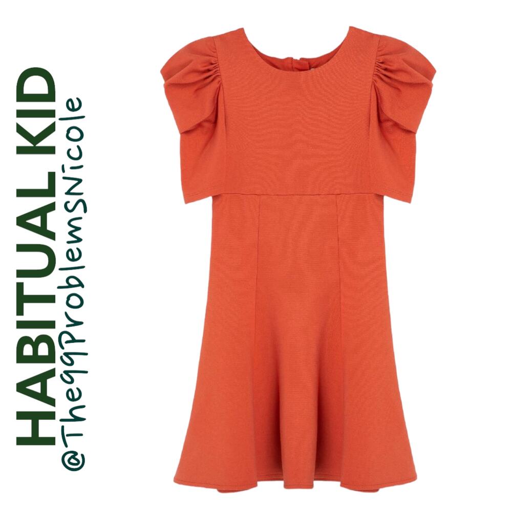 Habitual Kid Girls Puff Sleeve Flounce Dress in Rust